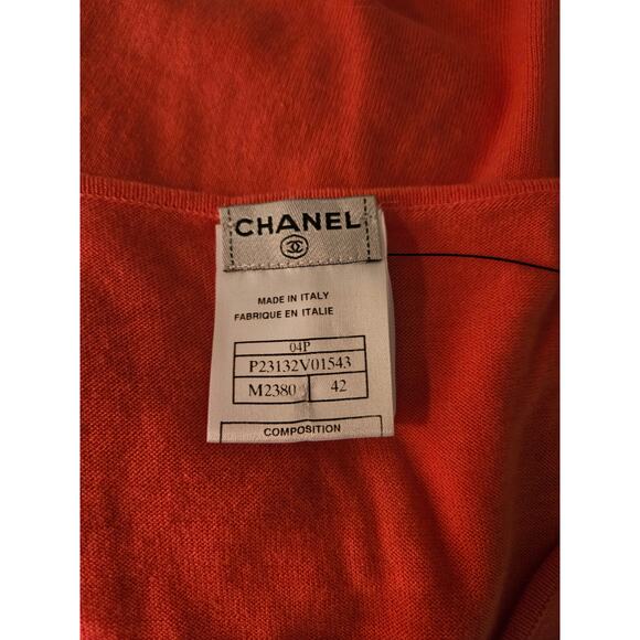 Cute Chanel Coral pink Logo Printed Sleeveless Top M sz - Picture 12 of 13